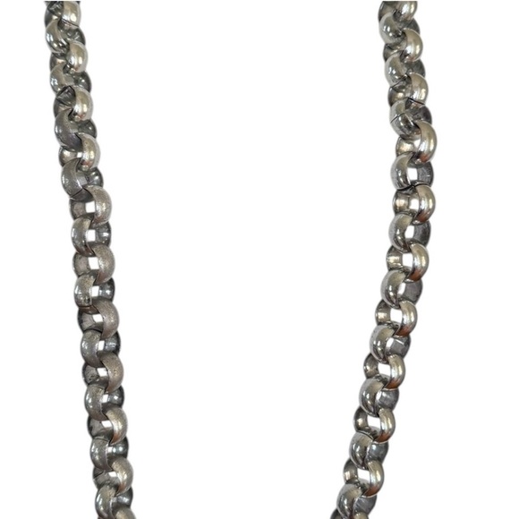 Long Silver Chunky Chain Statement Necklace – Goth Gothcore Grunge Style - Picture 4 of 6